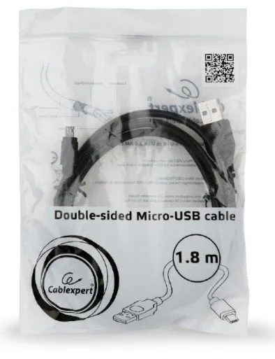GEMBIRD CC-USB2-AMmDM-6 USB 2.0 AM to Double-sided Micro-USB cable, black, 1,8m