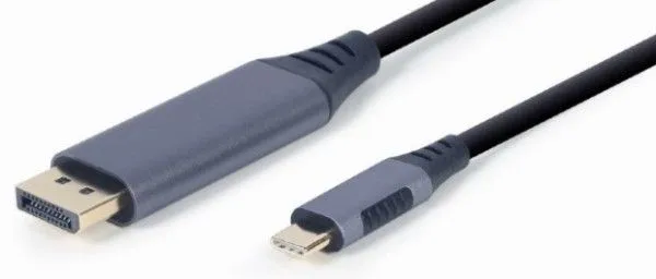GEMBIRD CC-USB3C-DPF-01-6 USB Type-C to DisplayPort male adapter cable, space grey, 1.8 m