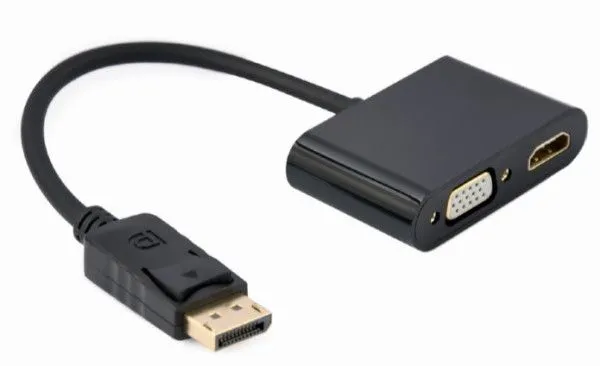 GEMBIRD DisplayPort adapter (muški) na HDMI (ženski) + VGA (ženski), A-DPM-HDMIFVGAF-01, crna