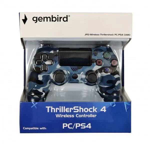 GEMBIRD JPD-Wireless-Thrillershock PC/PS4 CAMO BLUE Bezicni gamepad sa dvostrukom vibracijom