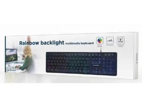 GEMBIRD KB-UML-02 Rainbow multimedijalna tastatura sa pozadinskim osvetljenjem, US layout USB