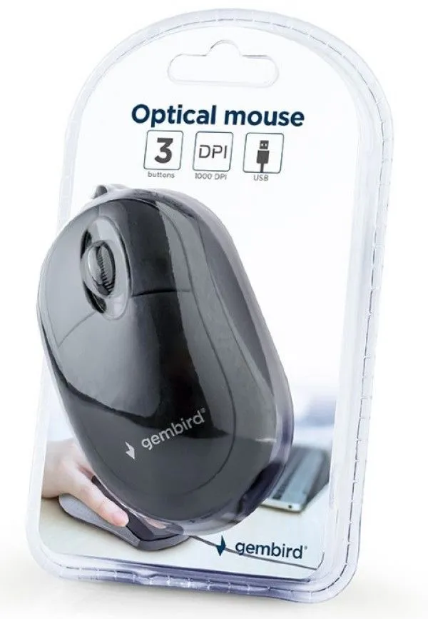 GEMBIRD MUS-U-01 Opticki mis 1000Dpi black 94mm USB