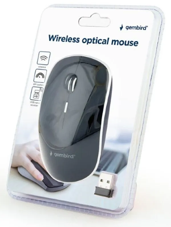GEMBIRD MUSW-4B-01 Bezicni mis 2/4GHz opticki USB 800-1600Dpi black 115mm/ visina-30mm fok