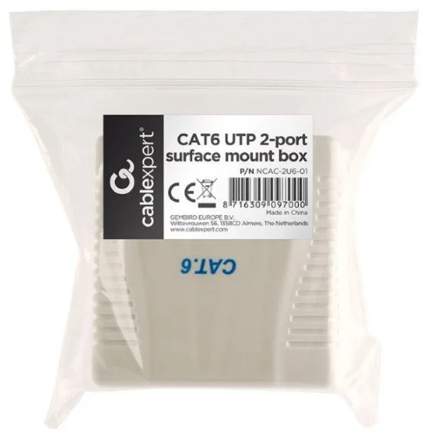 GEMBIRD NCAC-2U6-01 CAT6 UTP 2-port skutija za površinsku montažu za RJ45
