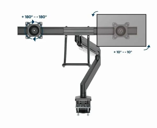 GEMBIRD Nosač MA-DA2-04 za dva monitora, tilt, 17"-32", stoni