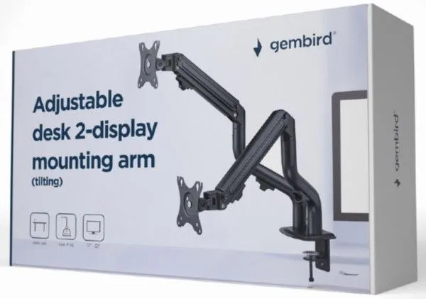 GEMBIRD Nosač za monitor stoni, dupli, podesivi ,17"-27", MA-DA2-02