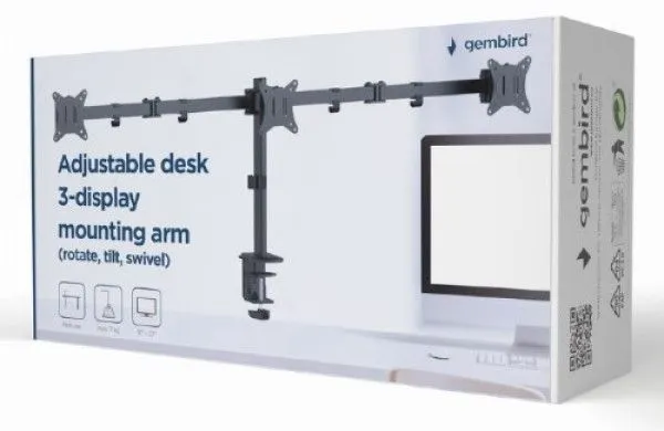 GEMBIRD Nosač za monitor stoni sa tri ruke/ tilt/ rotacija/ 17-27/ MA-D3-01