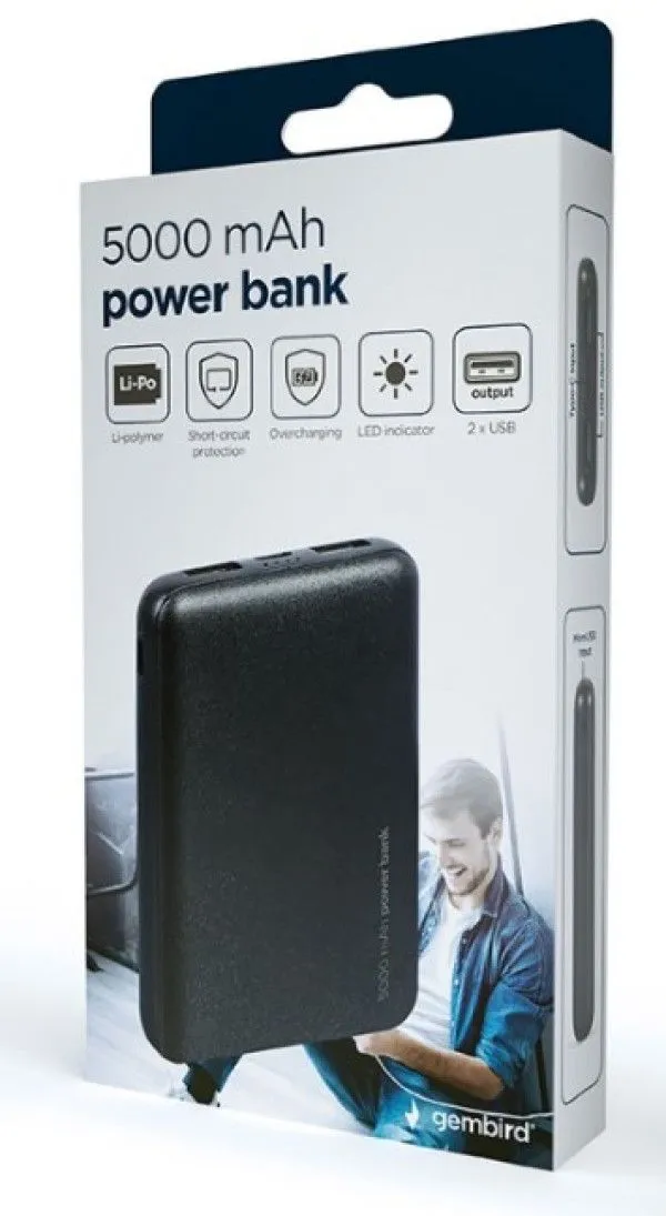 GEMBIRD Power bank, PB05-02, 5000mAh