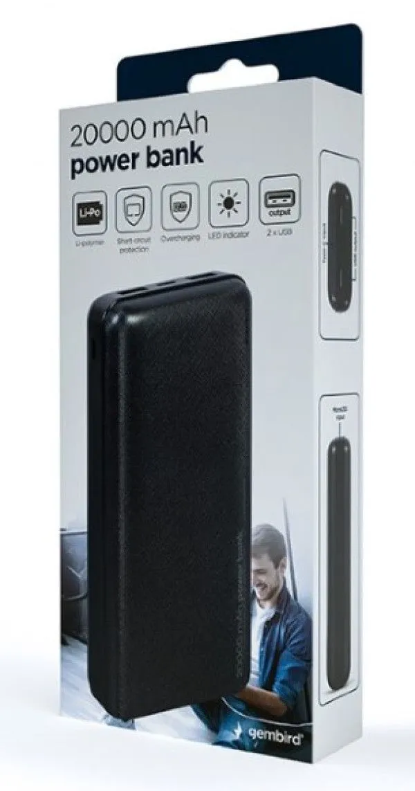 GEMBIRD Power bank, PB20-20, 20000mAh