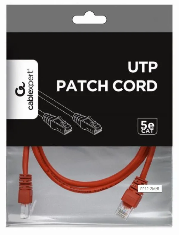 GEMBIRD PP12-2M/R Mrezni kabl, CAT5e UTP Patch cord 2m red