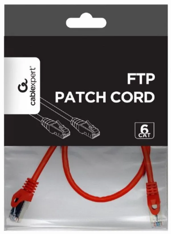 GEMBIRD PP6-0.5M/R Mrezni kabl, CAT6 FTP Patch cord 0.5m red