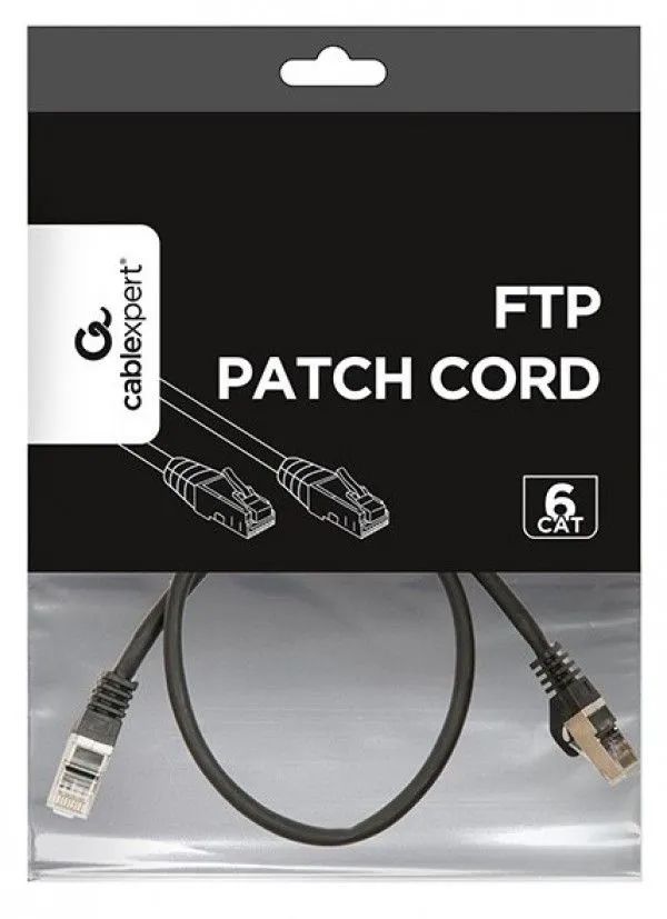 GEMBIRD PP6-1M/BK Mrezni kabl, CAT6 FTP Patch cord 1m black