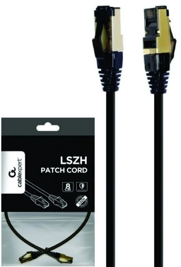 GEMBIRD PP8-LSZHCU-BK-2M Mrezni kabl S/FTP Cat.8 LSZH patch cord, black 2m