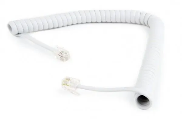 GEMBIRD Telefonski spiralni kabl za slušalicu TC4P4CS-2M-W  RJ10, 2m, bela