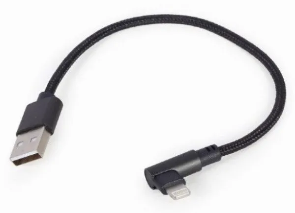 GEMBIRD USB kabl na Lightning, CC-USB2-AMLML-0.2M pod uglom, 0.2 m, crna