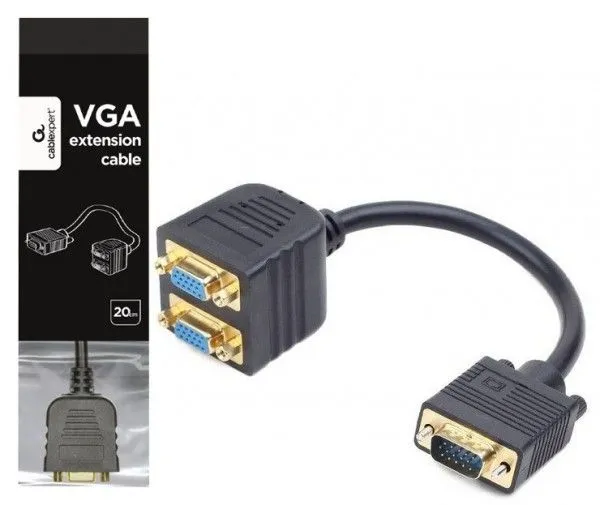 GEMBIRD VGA splitter kabl, CC-VGAX2-20CM, 20cm
