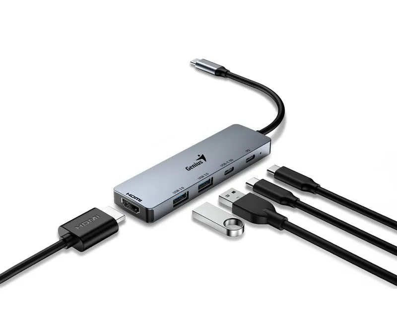 GENIUS USB Hub 5u1 UH-500/ srebrna