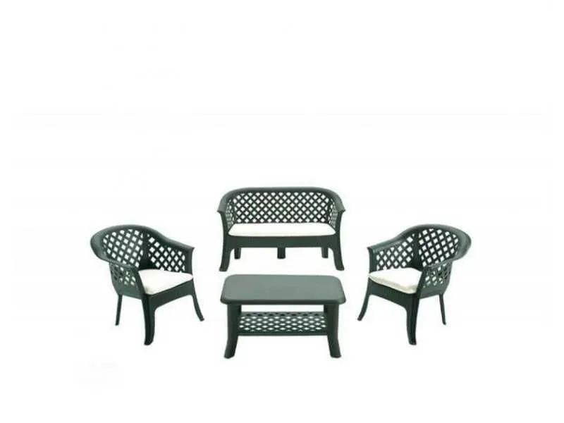 Green Bay VERANDA Baštenski set sto + 2 stolice + dvosed zeleni