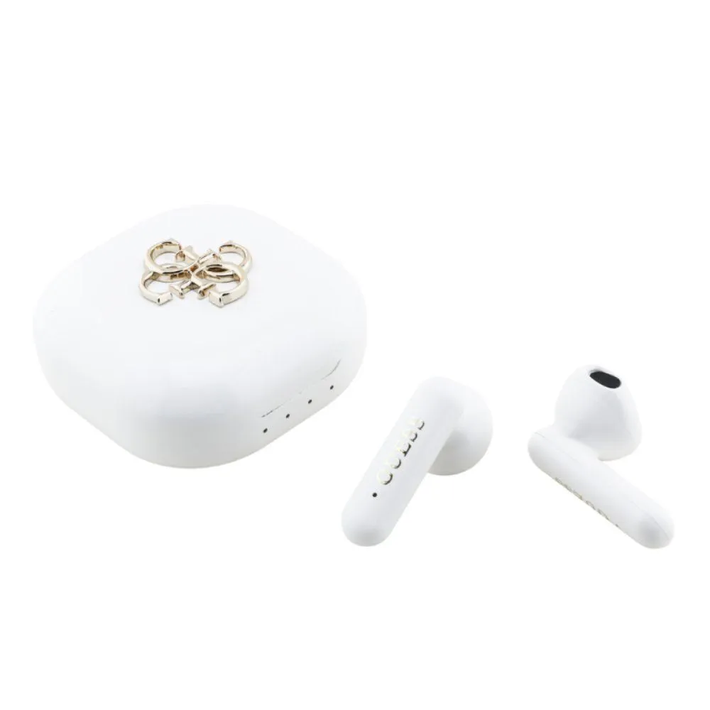 GUESS Bluetooth slusalice TWS 4G Metal logo bele (GUTWSJ7HE4GH)