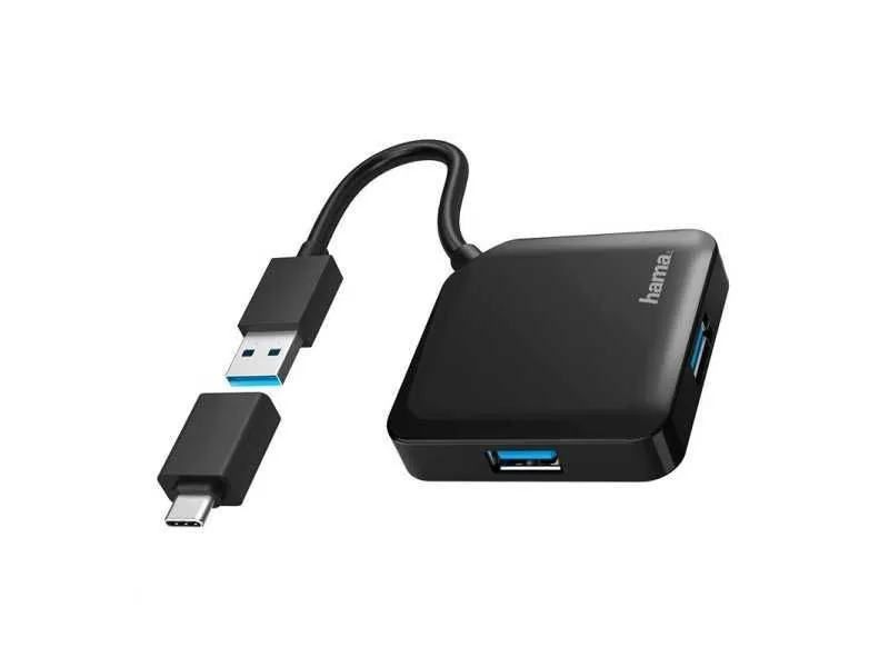 HAMA USB 3.2 HUB 1:4, 5Gbit/S + USB-C adapter 200116