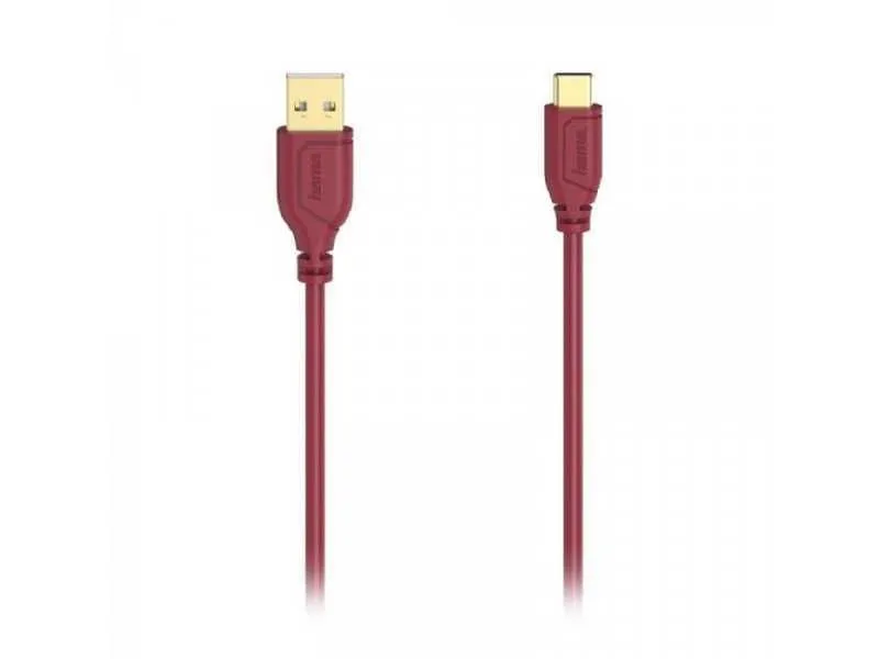 HAMA USB-C kabl,fleksibilan,bakar,pozlata, 0.75m crveni 200636