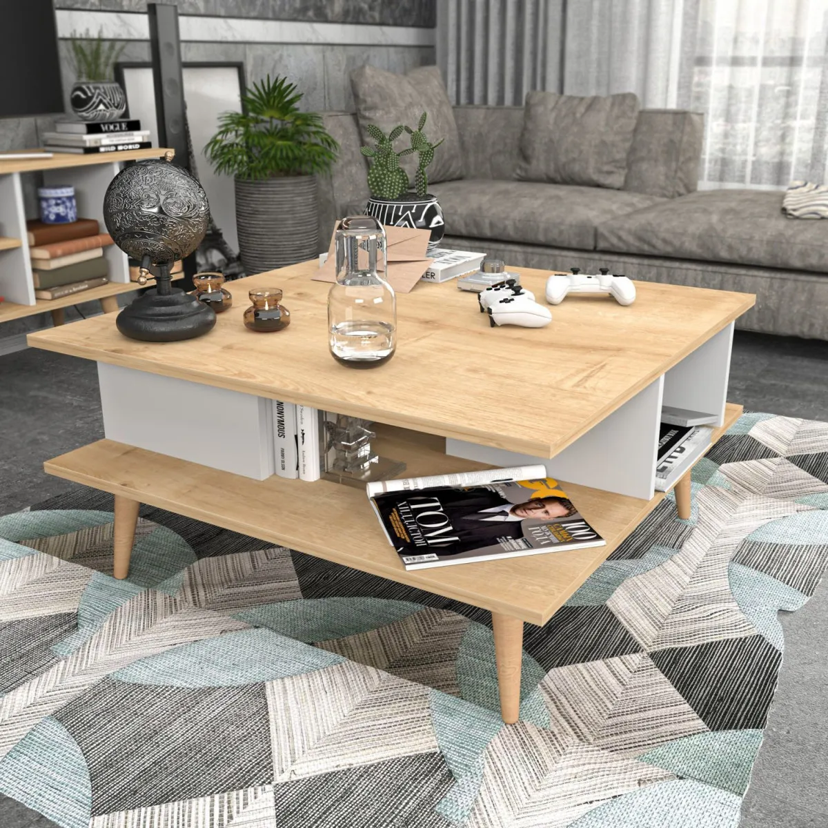 HANAH HOME Klub sto Akya, krem/bela
