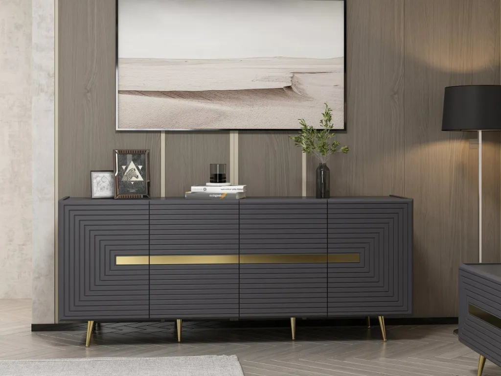 HANAH HOME Komoda Jose, antracit/zlatna