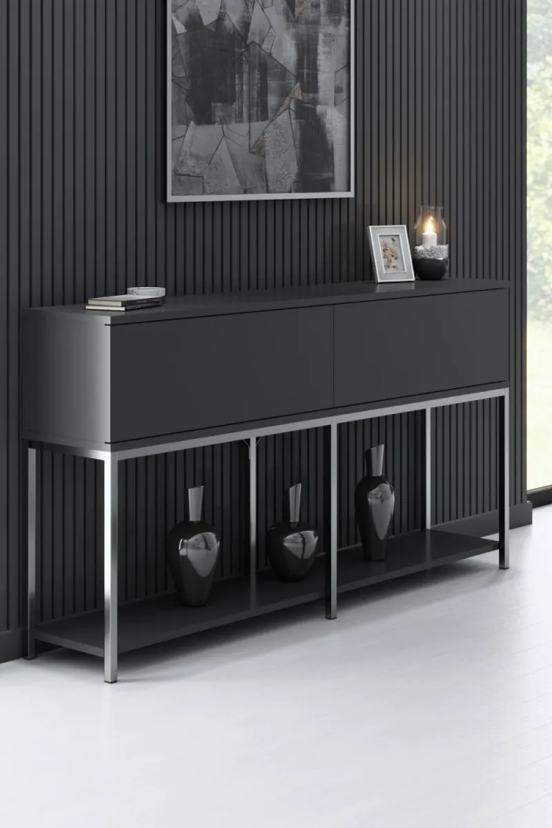 HANAH HOME Komoda Lord, antracit/srebrna