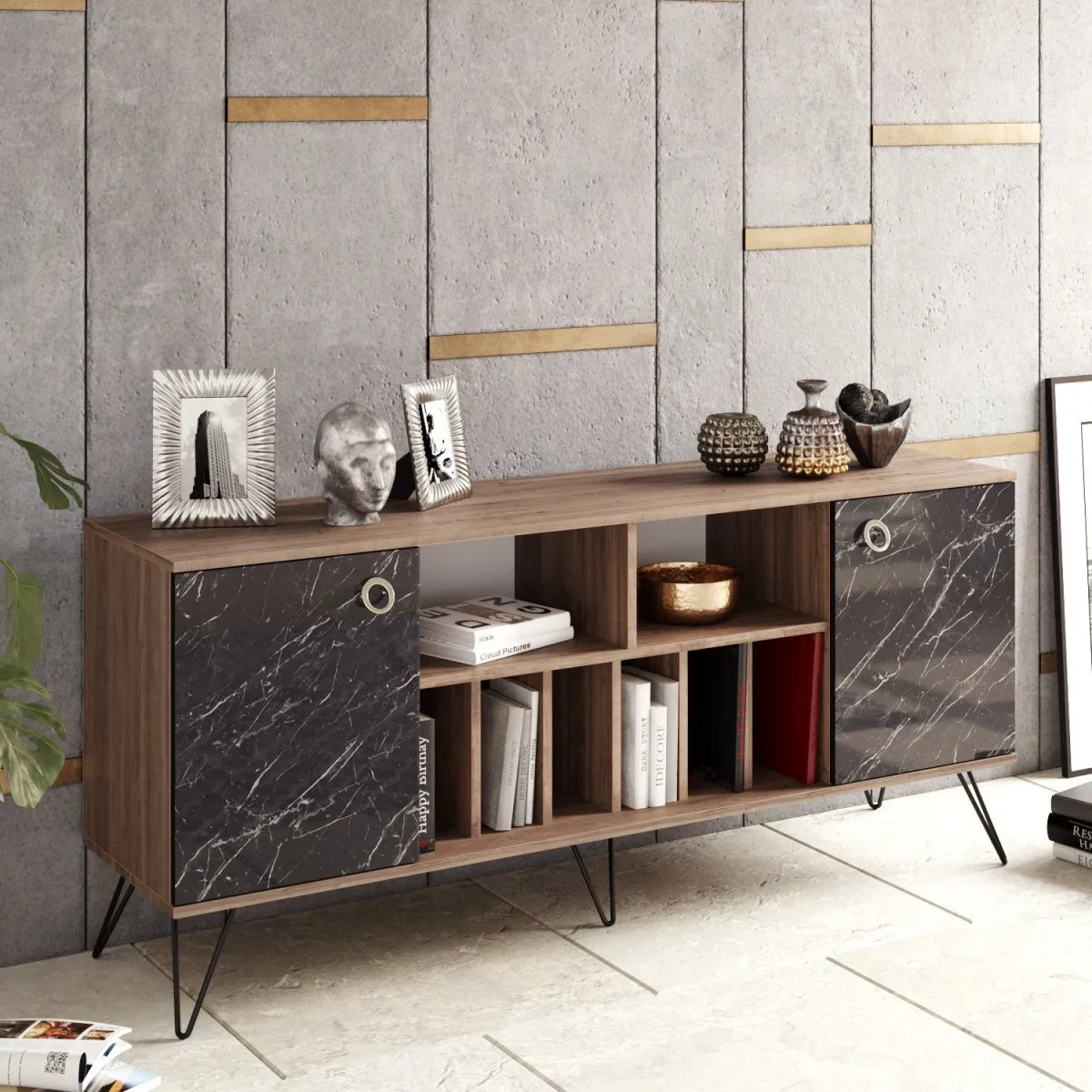 HANAH HOME Komoda Lorenz, braon/siva