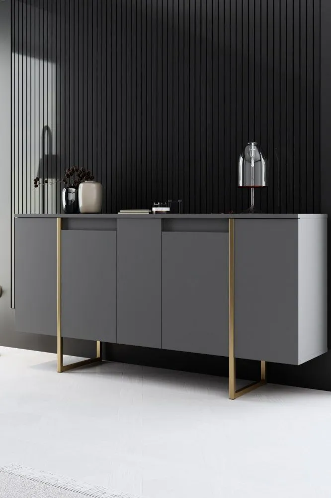 HANAH HOME Komoda Luxe Anthracite Gold