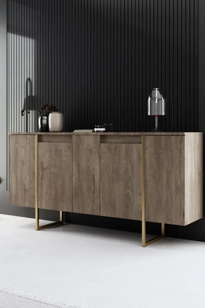 HANAH HOME Komoda Luxe Walnut Gold