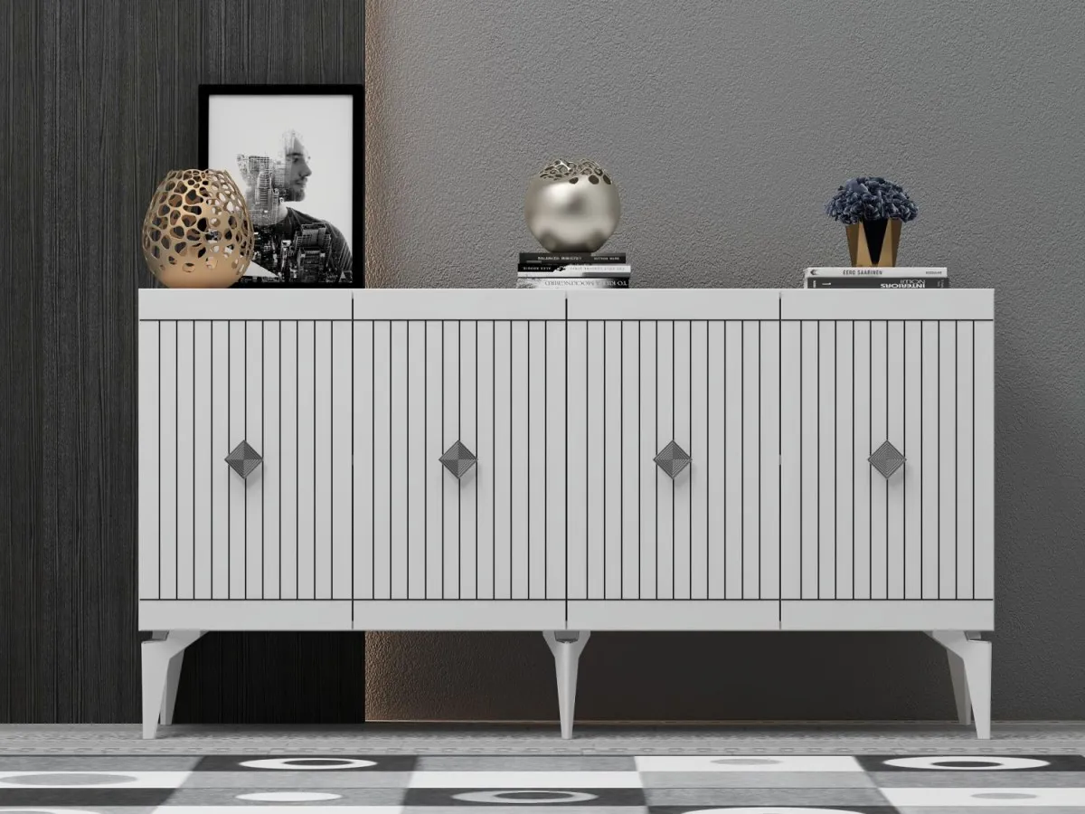HANAH HOME Komoda Midas, bela/silver