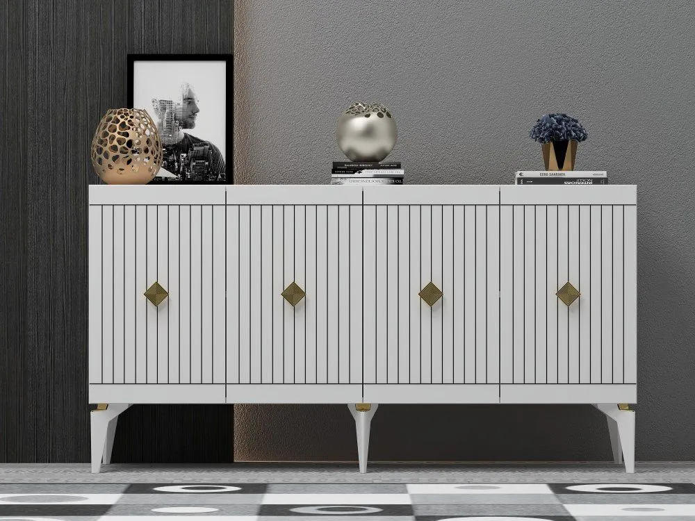 HANAH HOME Komoda Midas White Gold