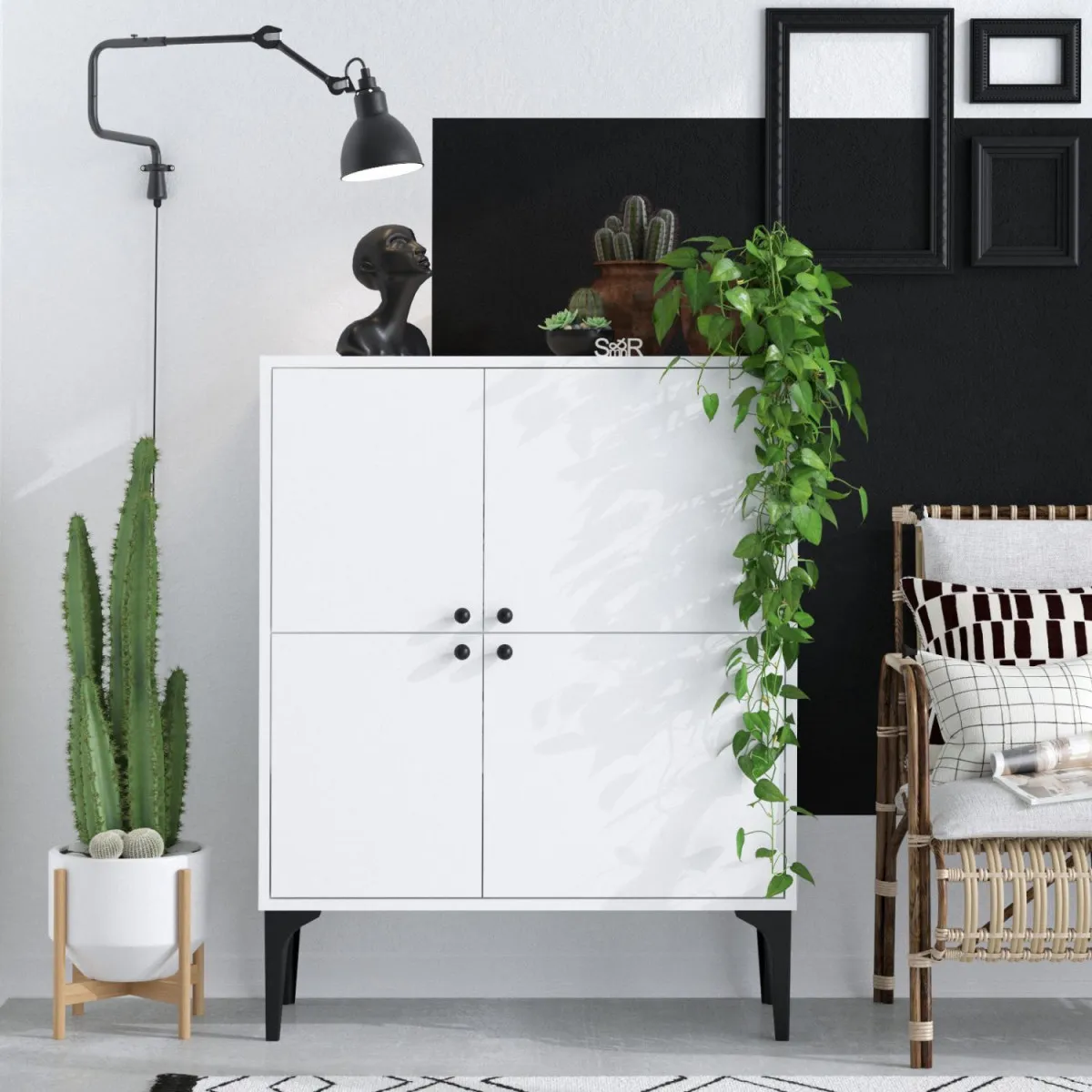 HANAH HOME Komoda Moon, bela