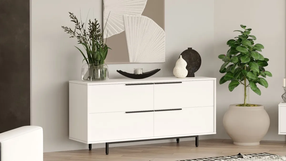 HANAH HOME Komoda On3-W, bela