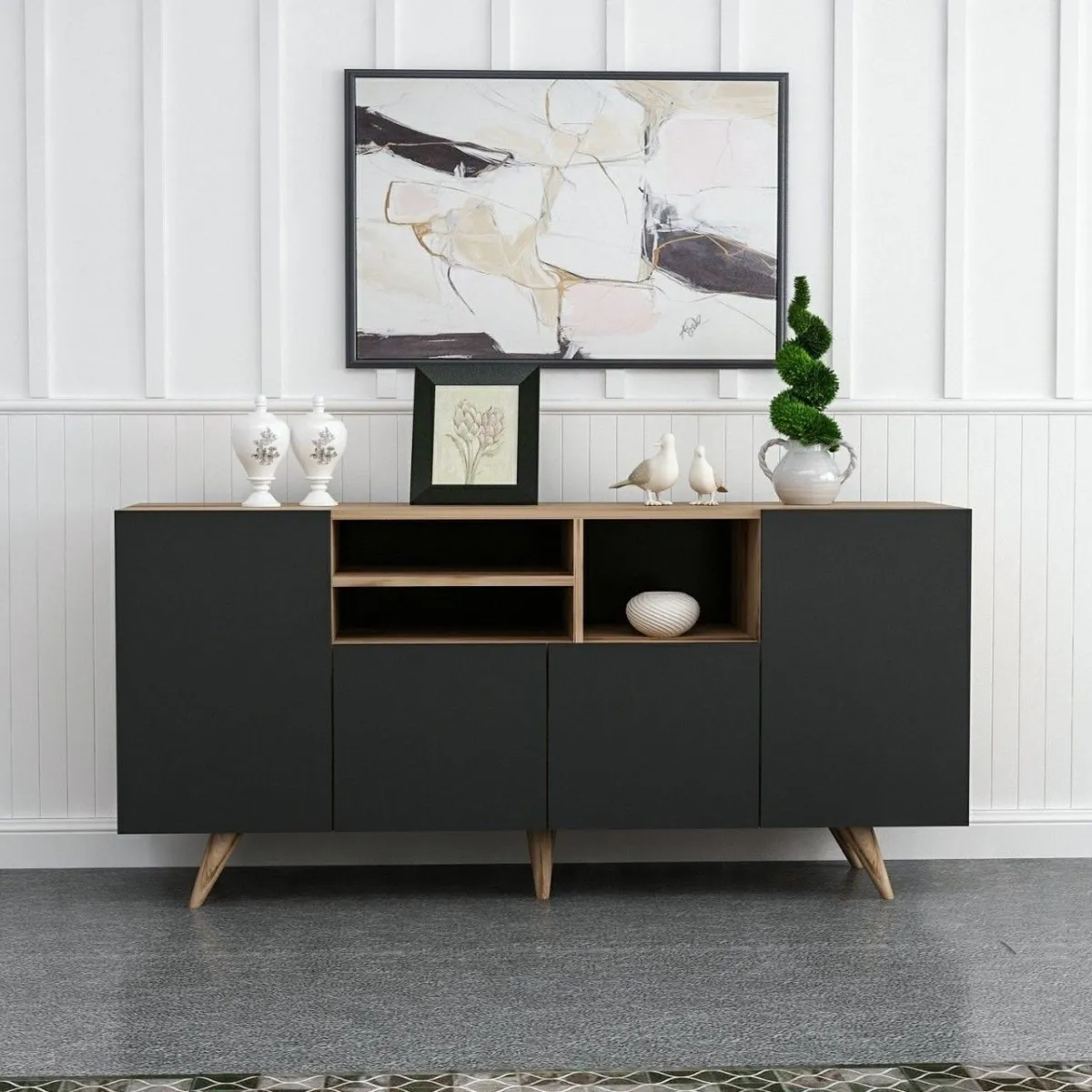 HANAH HOME Komoda Sanse, krem/antracit