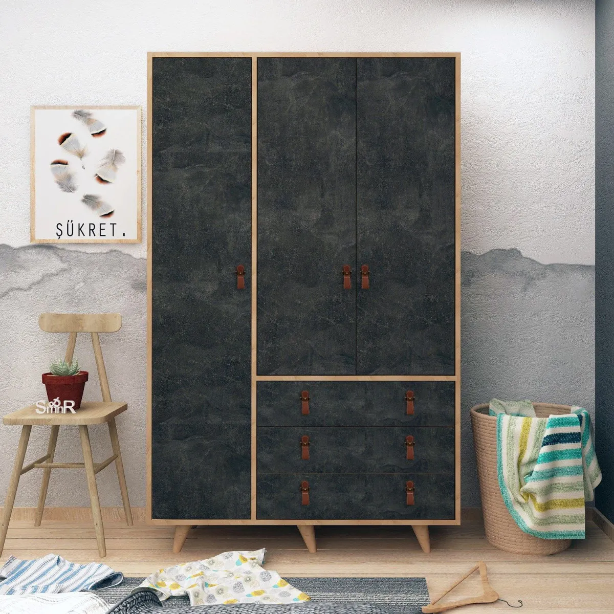 HANAH HOME Ormar Chunky, siva/krem
