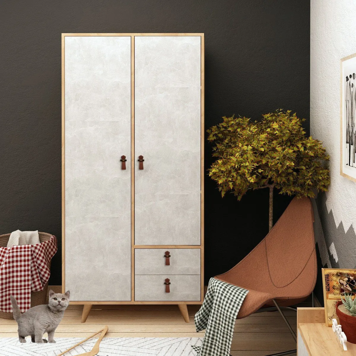 HANAH HOME Ormar Suwon, siva/krem