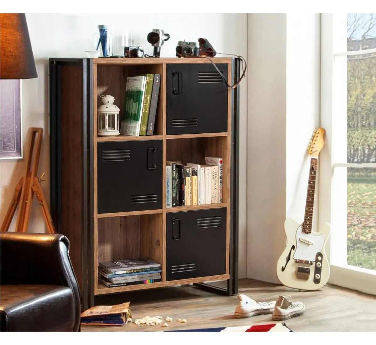 HANAH HOME Polica za knjige Cosmo Neva, braon/crna