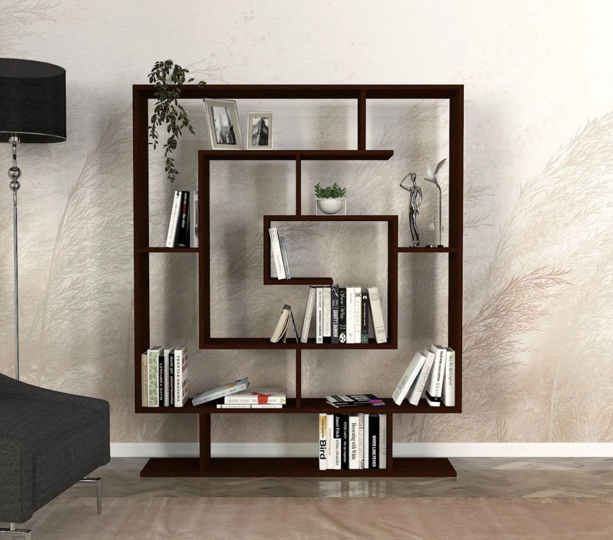 HANAH HOME Polica za knjige Sarmaşık Wenge, braon