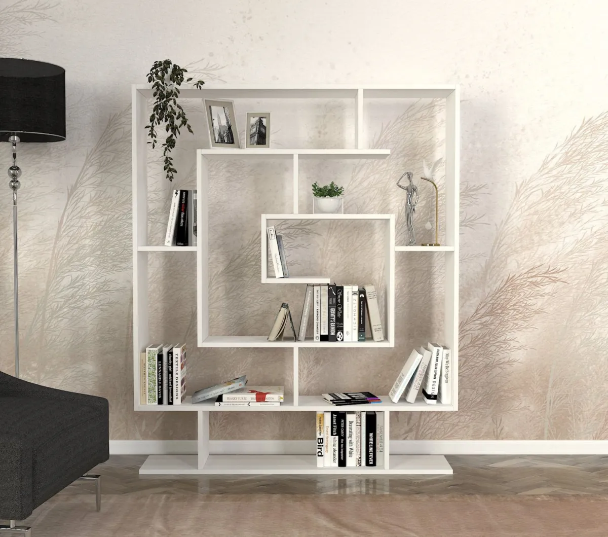 HANAH HOME Polica za knjige Sarmasik, bela