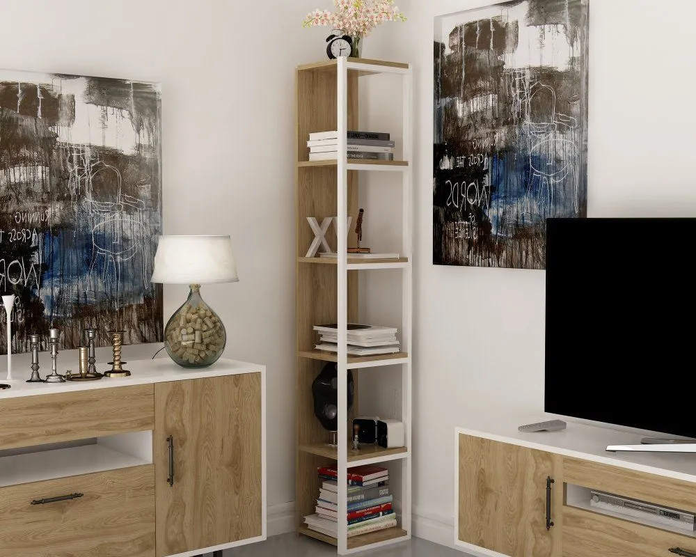 HANAH HOME Polica za knjige Texas White Ud