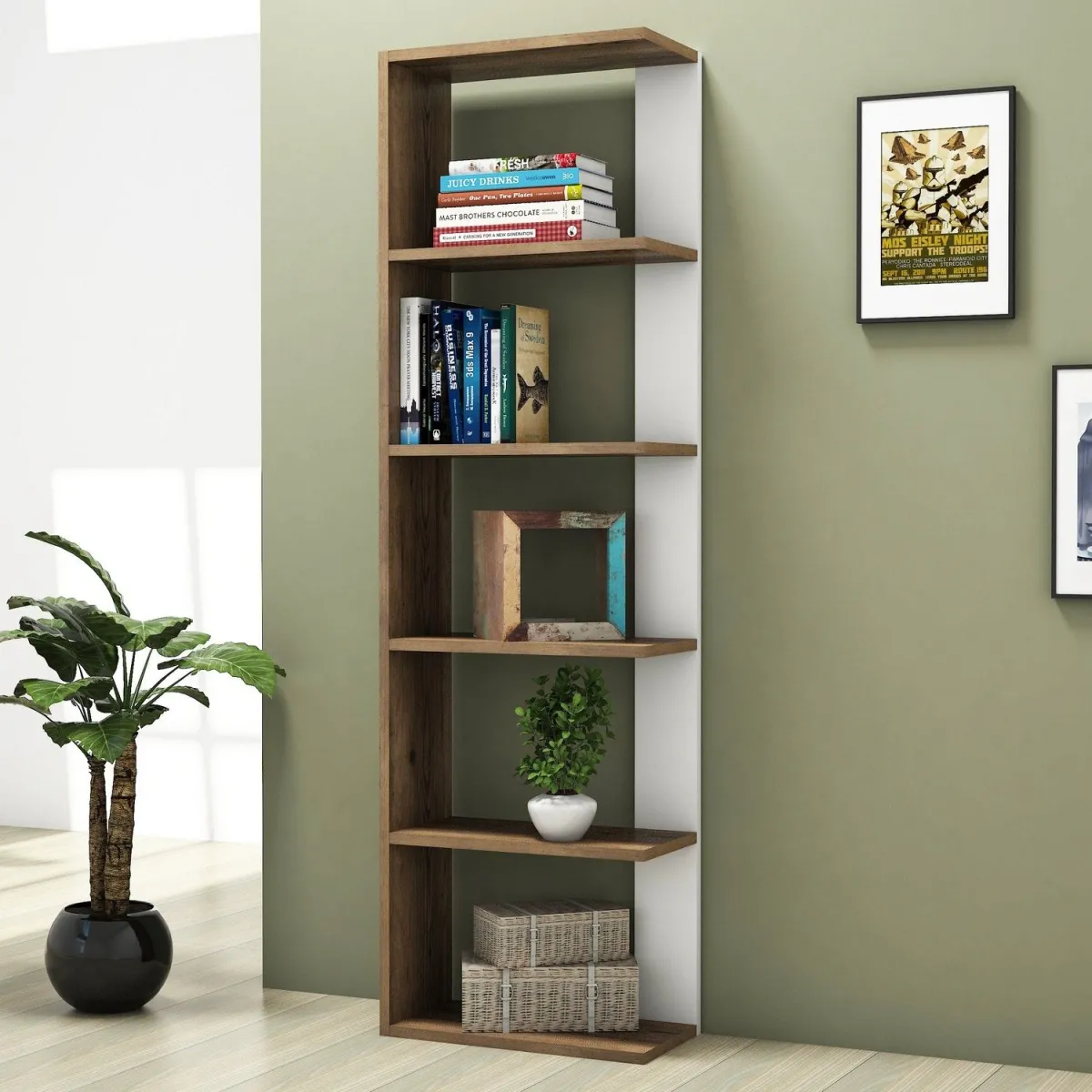 HANAH HOME Polica za knjige Tower, braon