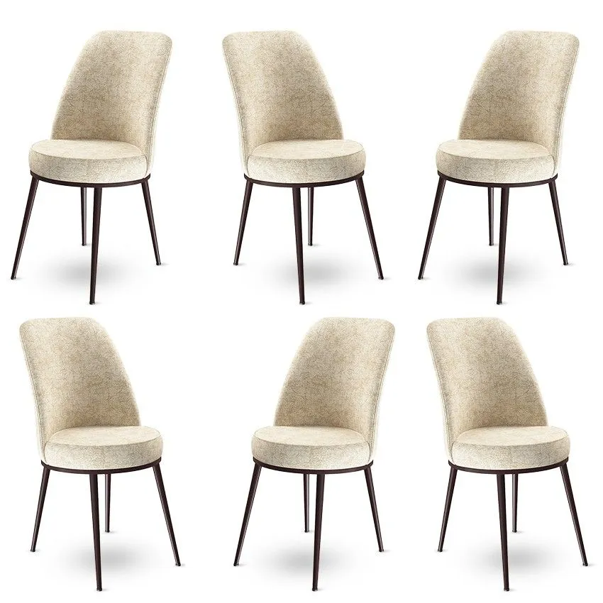HANAH HOME Set trpezarijskih stolica 6/1 Dexa, krem