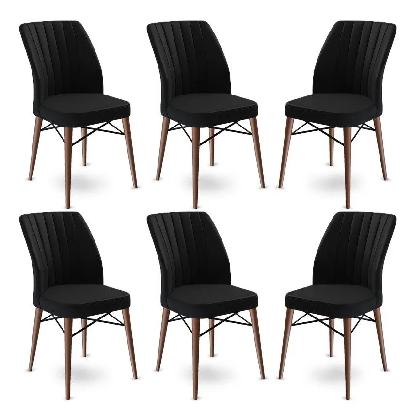 HANAH HOME Set trpezarijskih stolica 6/1 Flex, crna