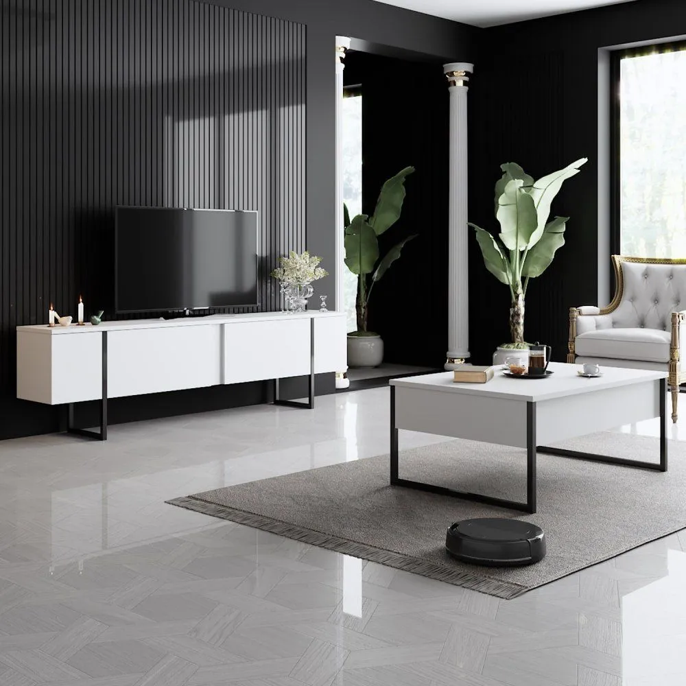 HANAH HOME Set za dnevnu sobu Luxe Set White Black