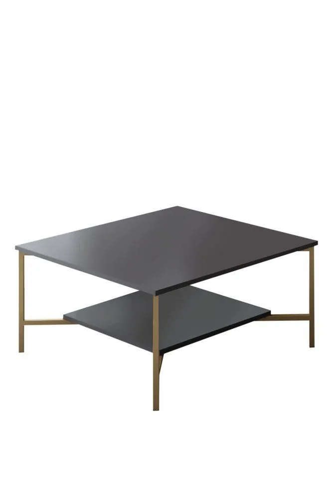 HANAH HOME Sto za dnevnu sobu Gold Line Anthracite Black