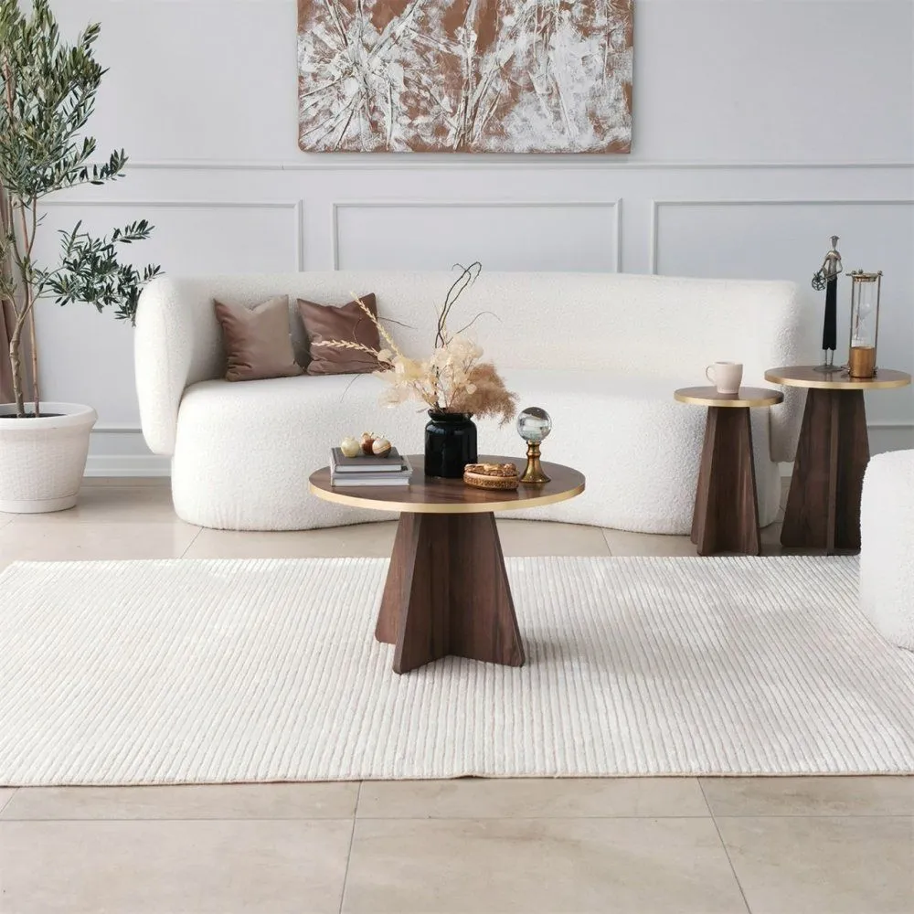 HANAH HOME Sto za dnevnu sobu Mushroom Gold Walnut v2