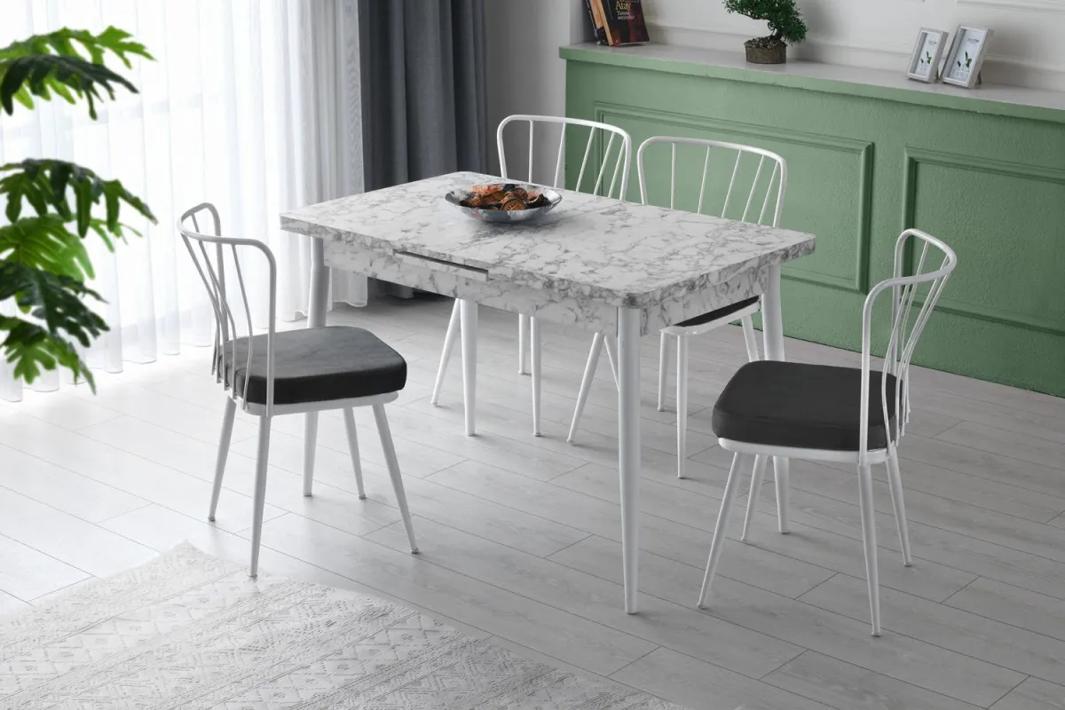 HANAH HOME Trpezarijski sto Ay 1183, bela/siva