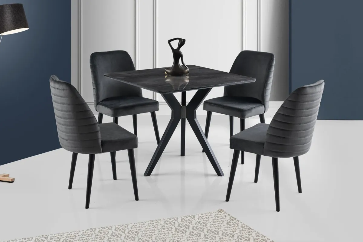 HANAH HOME Trpezarijski sto Kare Ares, crna